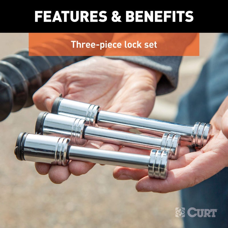 CURT 70005 Rambler RV Tow Bar Lock Set, 3-Pack, Keyed-Alike - Image 4